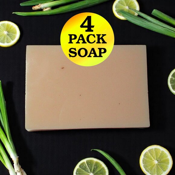 NEW Lemongrass, Vanilla, & Verbena Herbal Scented Handmade Soap. Set of 4 Bars. - Picture 1 of 6